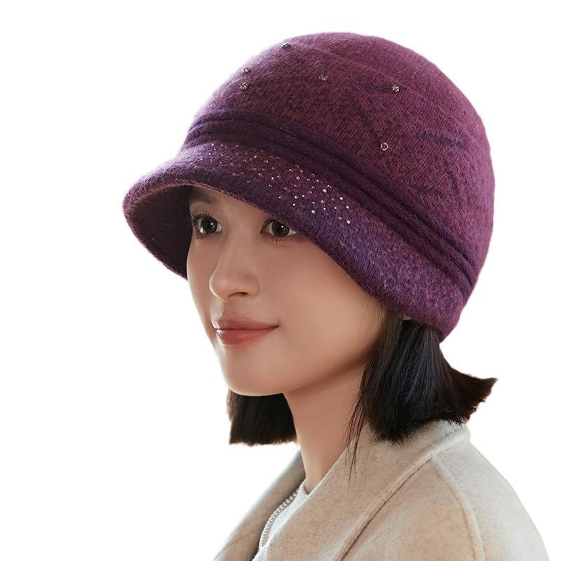 Women's Winter Warm Stylish Versatile Fashionable Beret Hat Anti-cold Ear Protection Wool Cap Middle-aged And Elderly Mom Hat