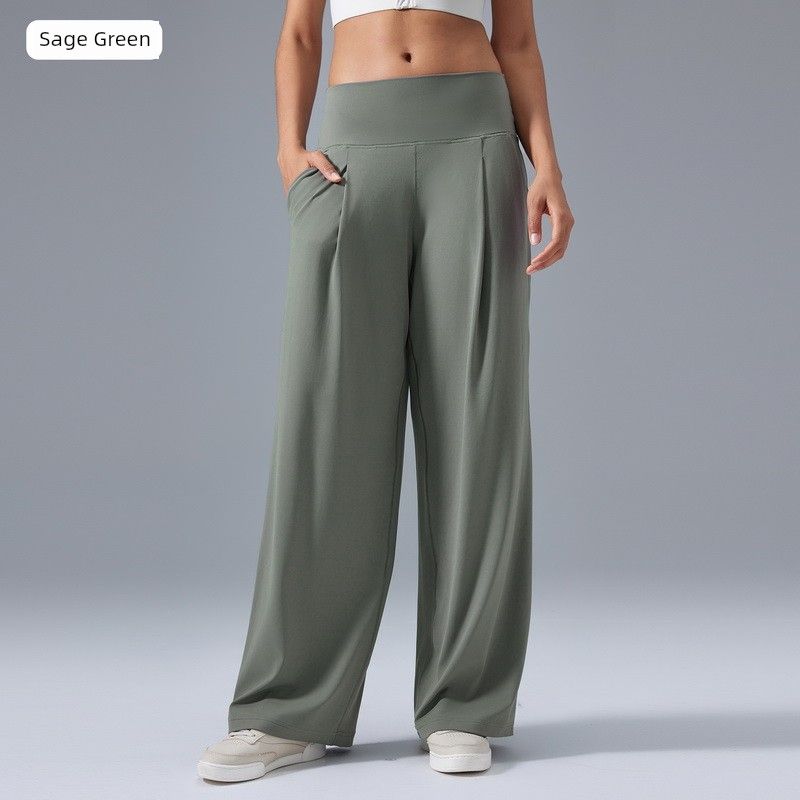 Lu Same Style High Top Sports Yoga Loose Pants Female 2025 Best Selling Back Pocket Quick-Drying Loose Slimming Workout Pants