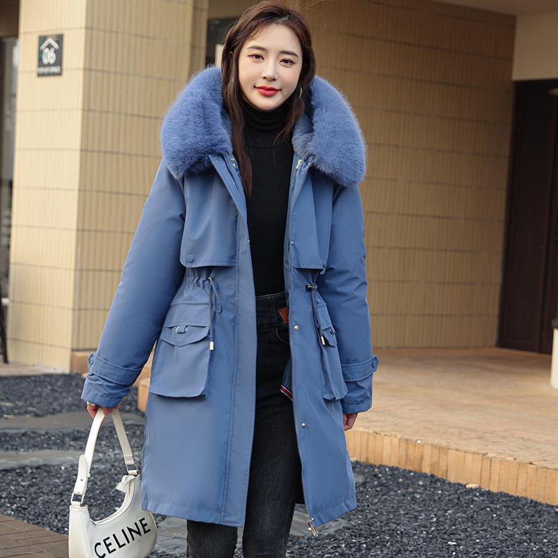 

Новая женская длинная куртка с наполнителем из пуха и хлопка, корейская версия, свободное хлопковое пальто, зимнее утепление для преодоления пальто. XXXL