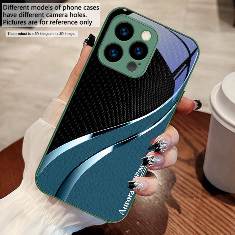 Hochwertige Ledertextur Für iPhone 17 Air 16 E 15 14 13 Plus 12 mini 11 17 Pro Max XR Xs Max 16E 7 8 Gehärtetes Glas Handyhülle