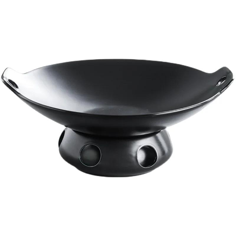Heatable Insulated Plate Restaurant Main Dish Plate Japanese Ceramic Shouxi Barbecue Plate Creative Home Kitchen Steak Tableware