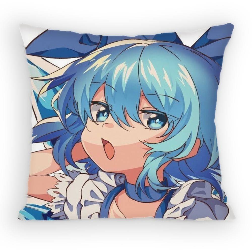 TOUHOU Project Cirno Cute Anime Girl Pillow Case Sofa Living Room Bedroom Headboard Backrest Cushion Square Cushion Nap Time