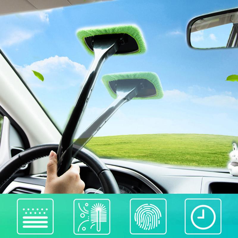 Car Window Cleaner Brush Kit Windshield Cleaning Wash Tool Inside Interior Auto Glass Wiper With Long Handle Car Accessories