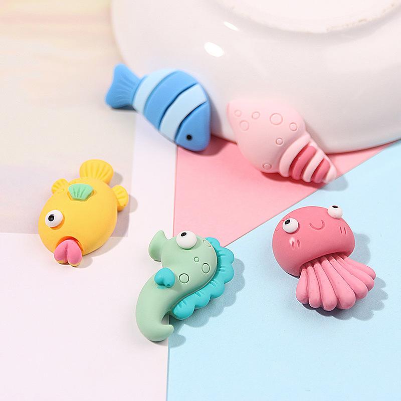 New Summer Sea Animal Theme Octopus Conch Fish Crab Dolphin Turtule Design Flatback Resin Cabochons
