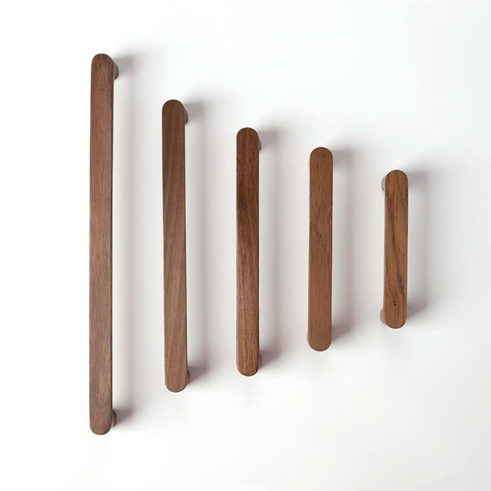 Minimalist Nordic Style Cabinet Handles Walnut Wood Rounded Edges Drawer Pulls Eco-Friendly 96mm Wardrobe Handles Home Decor
