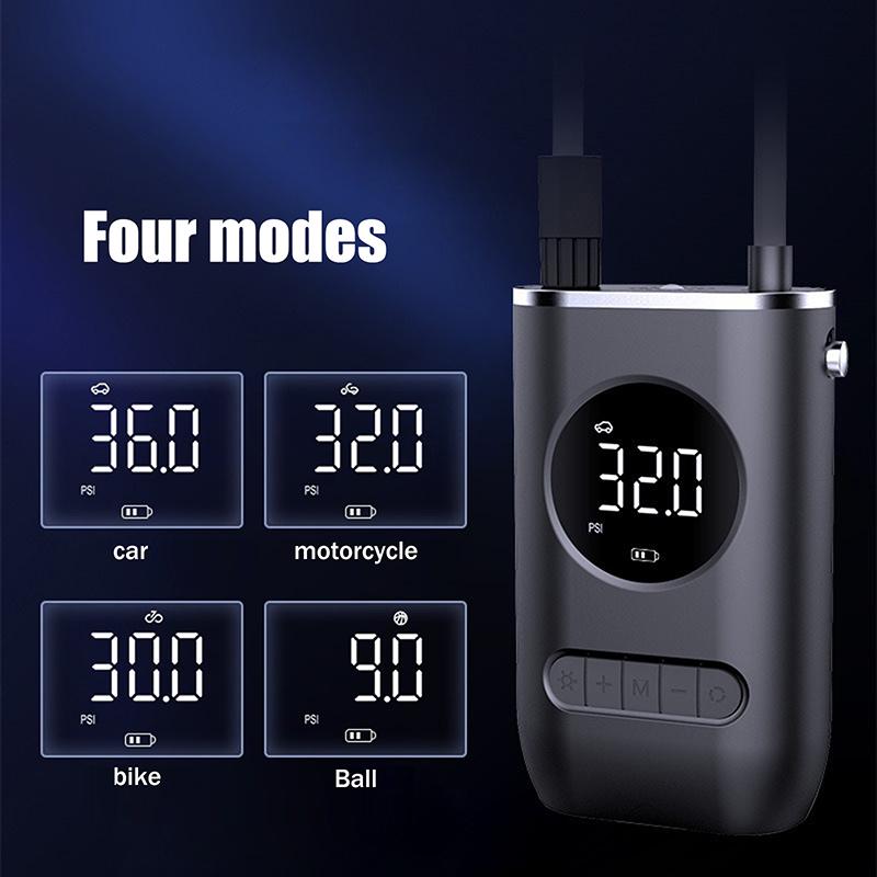 Portable Tyre Inflator Digital Air Pump, Cordless Air Compressor With Led Light, 150 Psi Rechargeable Tyre Pressure Pump