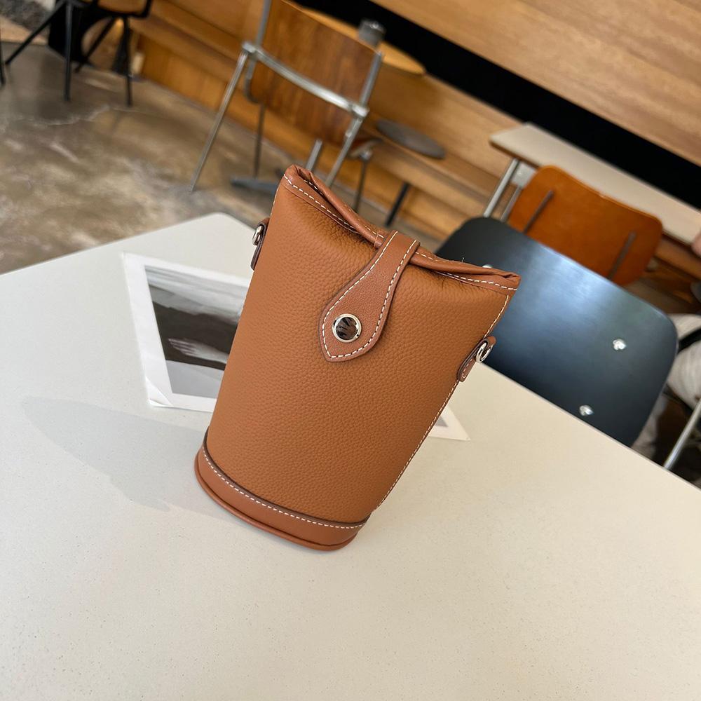 2025 Nowe Mini Damskie Torby Crossbody Dwukolorowa Skóra Naturalna Mała Torba na Ramię Torebka Pierwsza Warstwa Skóry Bydlęcej Torba Wiaderko Portmonetka