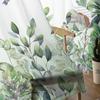 Cortinas Voile Transparentes de Folhas Verdes, Cortinas de Janela de Eucalipto Colibri com Filtragem de Luz e Bolso para Varão, Cortinas Voile