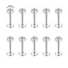 ZS 10 Pcs/lot Gold Color 16/18G Stainless Steel Labret Lip Piercing Men CZ Crystal Ear Cartilage Tragus Helix Piercings 6/8/10MM