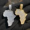 Classic Brass Africa Map Pendant Necklace with Zircon Trendy Fashion Jewelry 18K Gold Plated Rope Chain