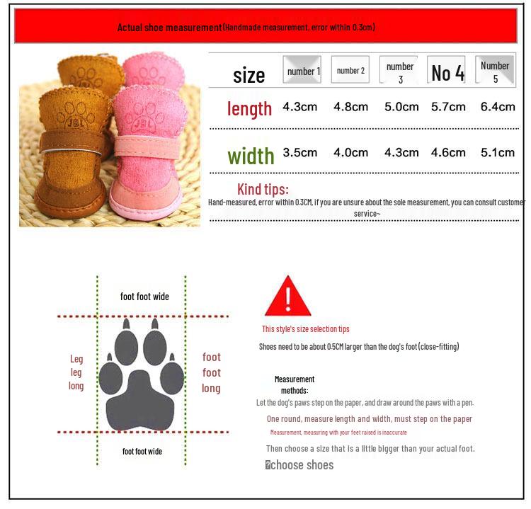 Waterproof Winter Teddy Dog Shoes - Cotton Pet Boots for Autumn & Winter