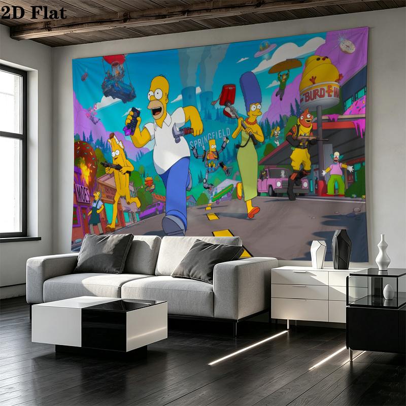The Simpsons Wall Tapestry Aesthetic Wall Hanging Printed Fabric Blanket Decorative Tapestries for Bedroom Living Room Home Decor