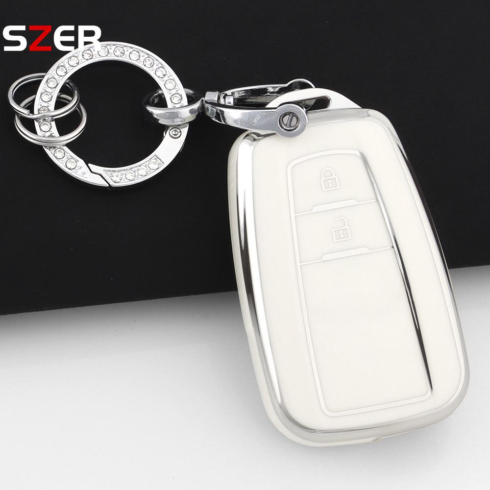 2 Buttons For Toyota Prius Camry Corolla Chr C-Hr Rav4 Land Cruiser Prado Tpu Car Key Case Cover Shell Fob Keychain Accessories