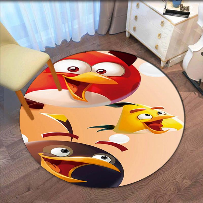 Angry Birds Printed Round Rug Carpet Chair Rug Area Rug Entryway Doormats,for Office Chair Living Room Bedroom Kitchen Room.