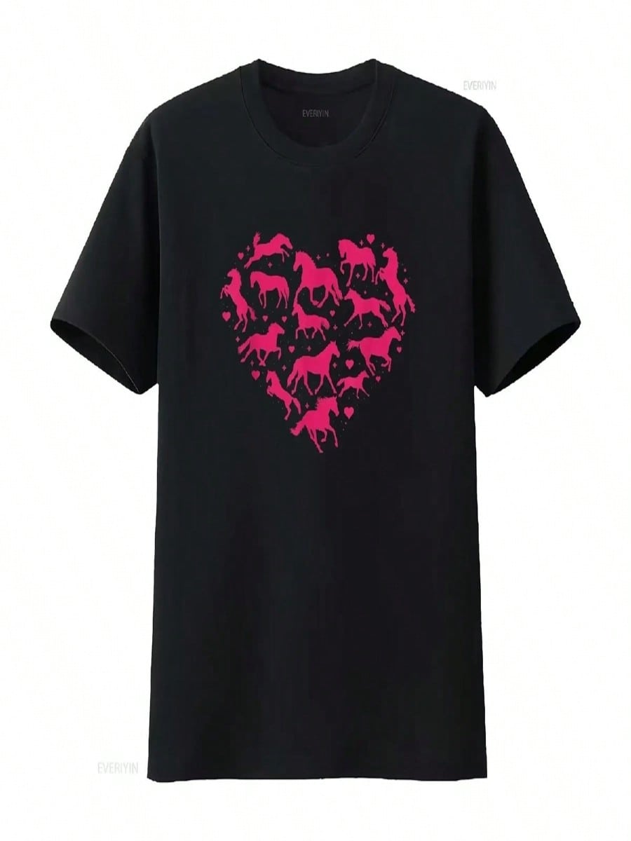 Valentines Horses Day Horse Animal Equestrian T Shirt Vintage Washed Streetwear Stylish Casual Designer Clothes Comfortable S разноцветный