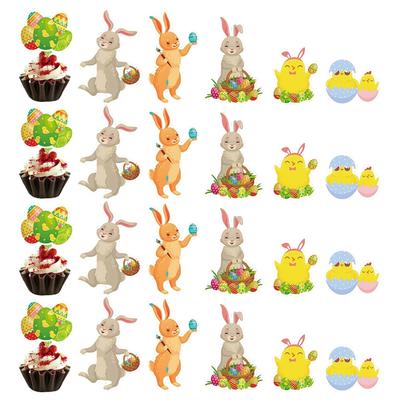 Easter Bunny Cake Topper 24 Pieces Paper Aesthetic Spring Egg Rabbit Cupcake Picks Party Supplies Plugin Scene Home Decoration