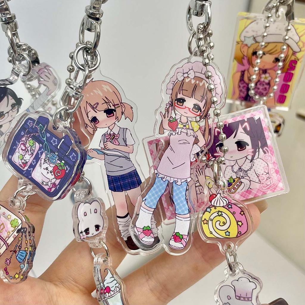 Acrylic Phone Charm Cute Girls Bag Decorative Key Ring Character Decal Book Charm Phone Lanyard Keyring Keychain