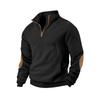 Men's Casual Sports Sweatshirt Jacquard Small Checkered Stand Collar Half Zipper Solid Color Loose Top