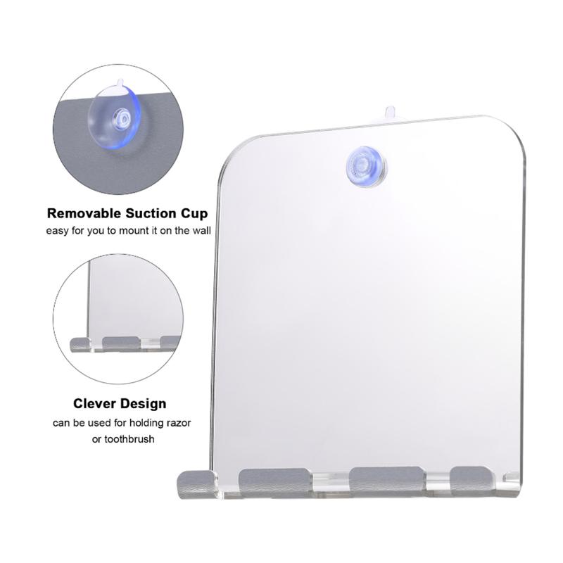 Non-Toxic Fogless Shower Mirror For Shaving With Strong Suction Razor Holder Shower Shaving Mirror Fog Free Mirror For Shower Makeup