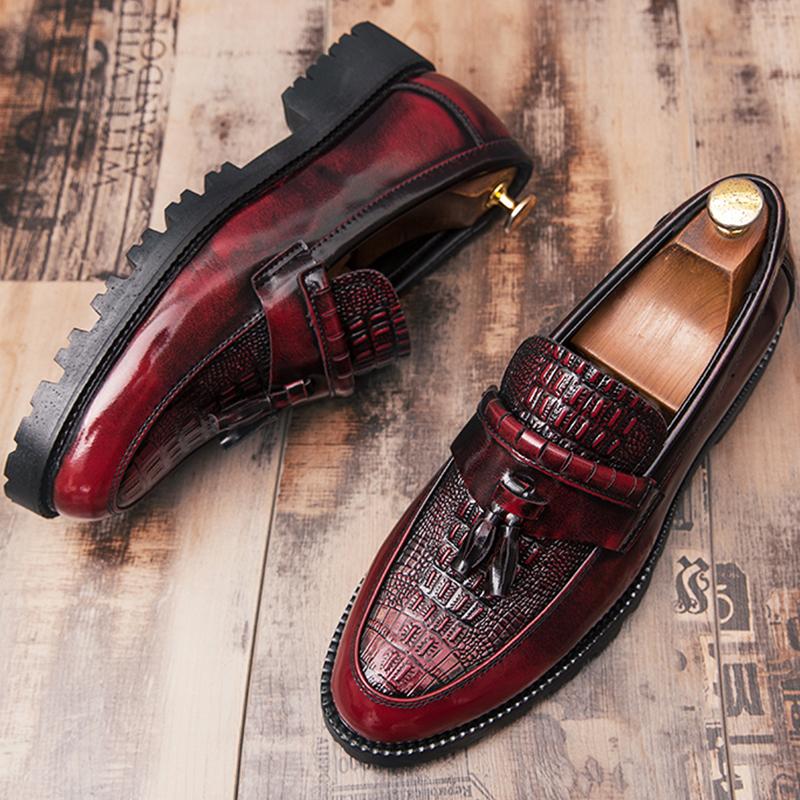 Fashion Shoes Cswo01 Men's Classic Brogues Leather Shoes Chunky Tassel Loafers Man Casual Business Shoes Dress Office Social Leather Shoes Cm