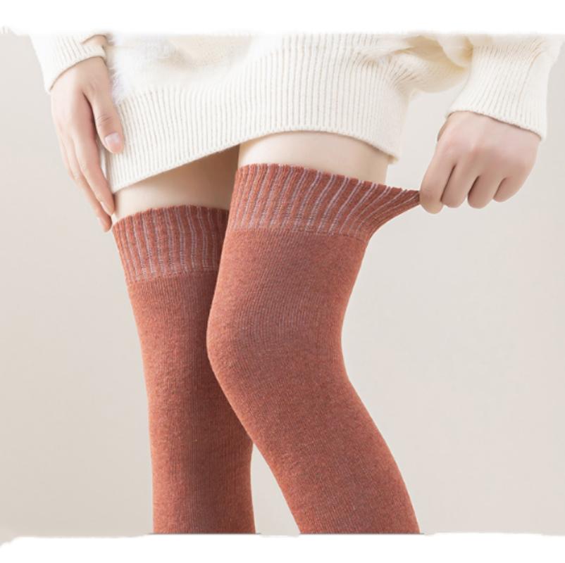 Thicken Warm Pairs Autumn Winter Women's Knee High Socks Thick and Warm Stockings Solid Color Slimming Stocking For Girls Gift