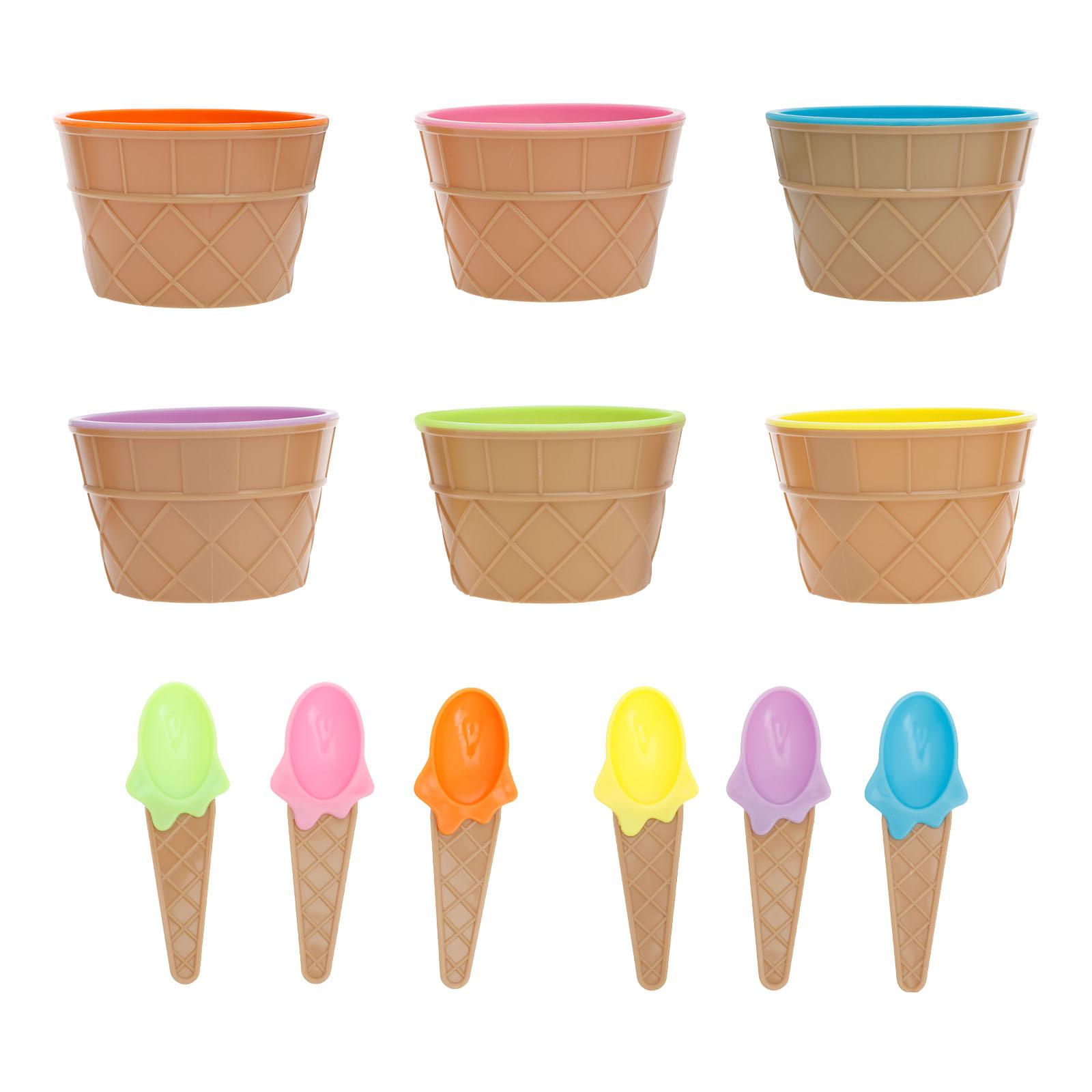 

Ice Cream Bowl Reusable Plastic Ice Cream Bowl With Spoon Candy Stackable Dessert Bowl for Summer Holiday Party Dessert Cup