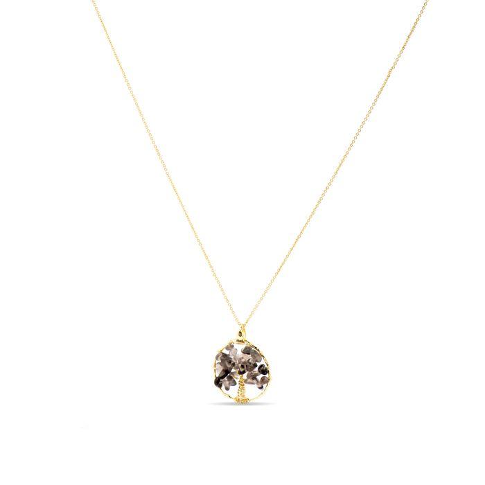 Collier - Budleia - Plaqué Or Jaune 18 Carats - Quartz Fumé - Taille Unique - Femme