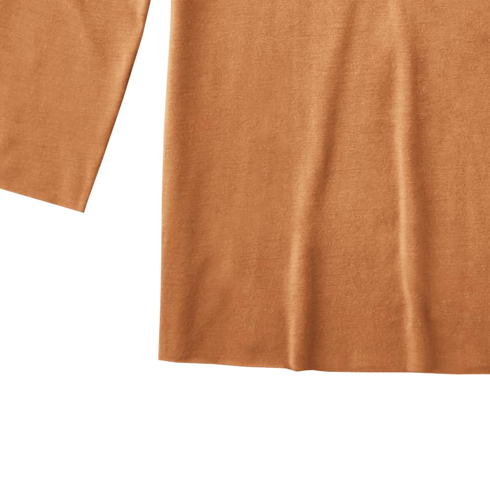 Gunze ADVANCE LABEL Long Sleeve Inner Warm and Made in Light Size M Men's U-Neck Top, Lightweight, Japan, Brown,