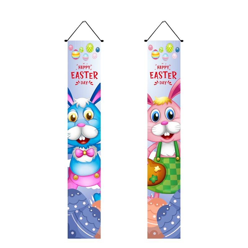 Porch Easter Sign Couplet Banner Party Decoration Egg Bunny Door Holiday Hanging