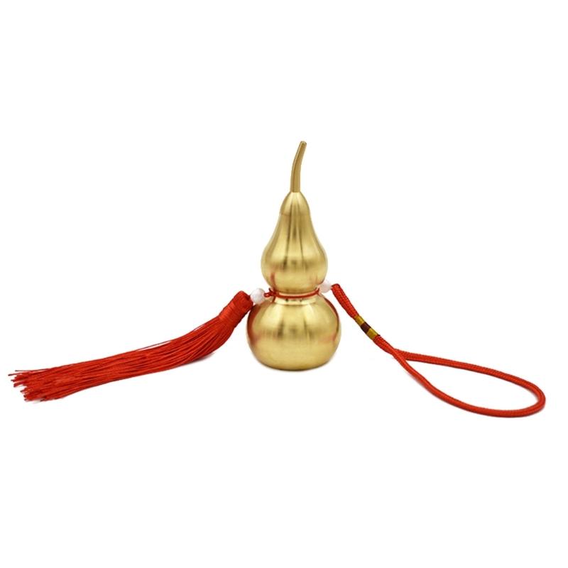 Antique Copper Gourd Hanging Decors Metal Ornament Lucky Tassels Charm Perfect for Living Room Office Car Interior