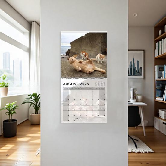 2026 Cat Ball Calendar Jan.2026 - Dec.2026 12 Monthly Wall Calendar with Hilarious Feline Moments Gag Gift for Cat Lovers