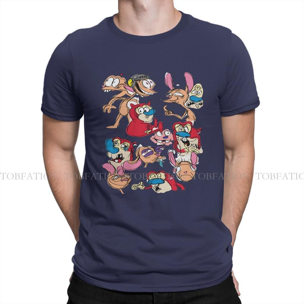 ZX Show The Ren  Stimpy Show Anime Men T Shirt Cotton Fashion ONeck TShirt Harajuku Streetwear
