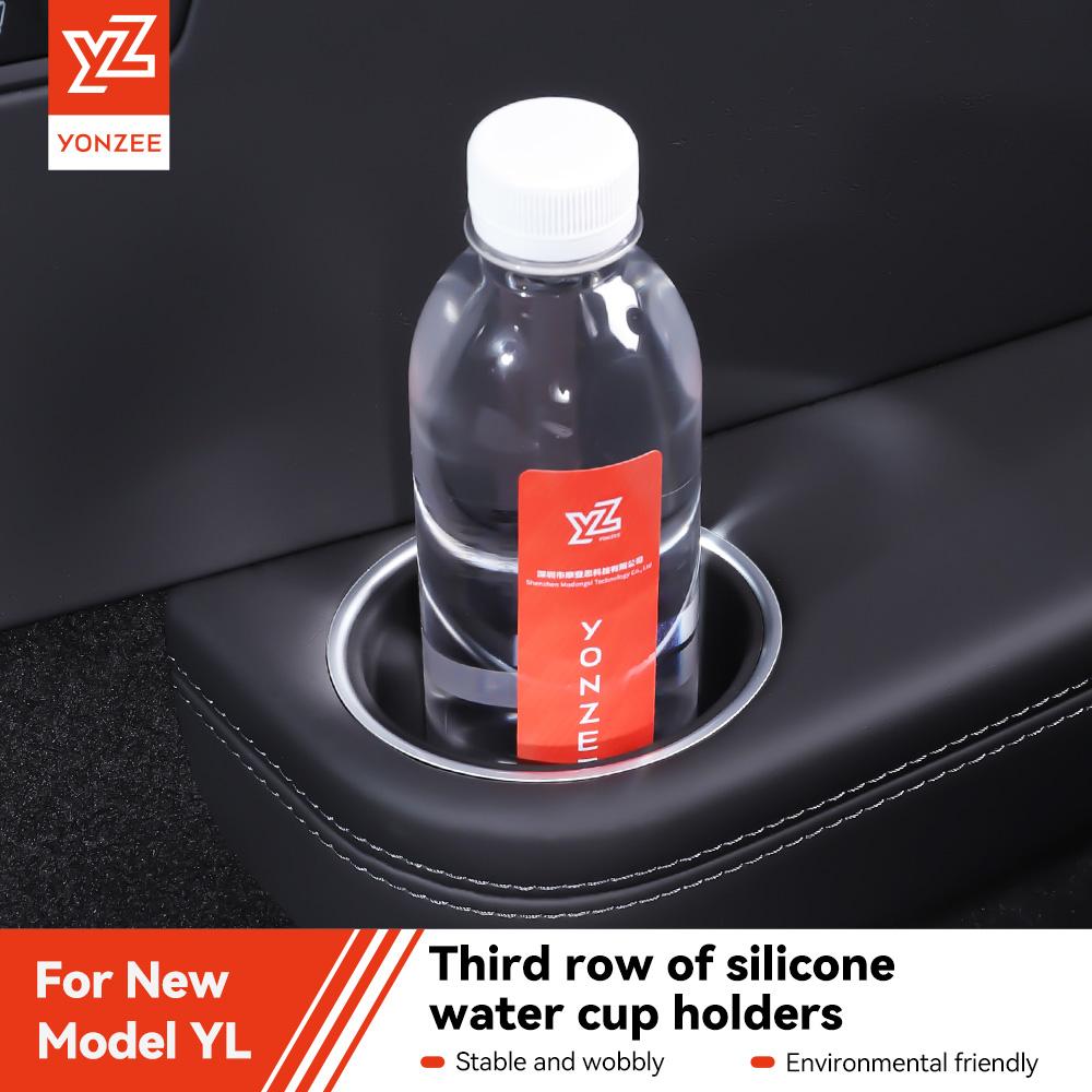 YZ For Tesla Model YL 2026 Third-row Water Cup Holder Car Beverage Rack Tank Slot Silicone Interior Accessories