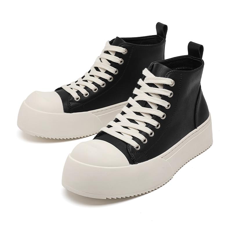 Fashion Black Men's Board Shoes Fashionable Minimalist Trend Style Outdoor Leisure Party Daily Office Youth Quality Thick Soled Shoes