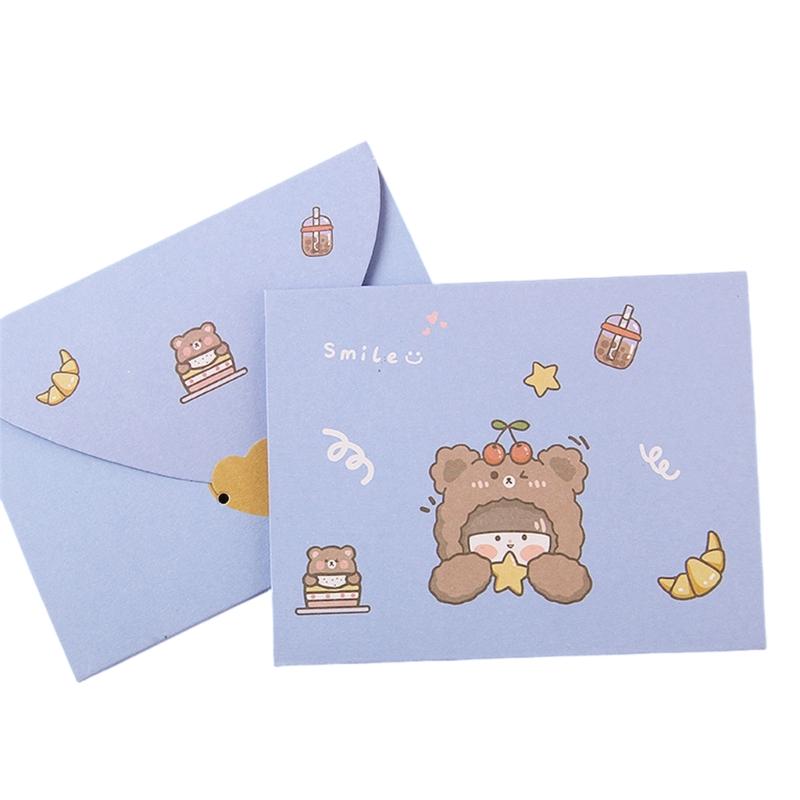 

Lovely Bear Greeting Card Cartoon Animal Greeting Card Envelope Postcar Letter Paper Rabbits Memos Card for Student