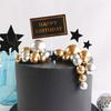 5pcs Gold  Ball Silver Ball Cake Topper Happy Birthday Party Cake Decorative Plug-in