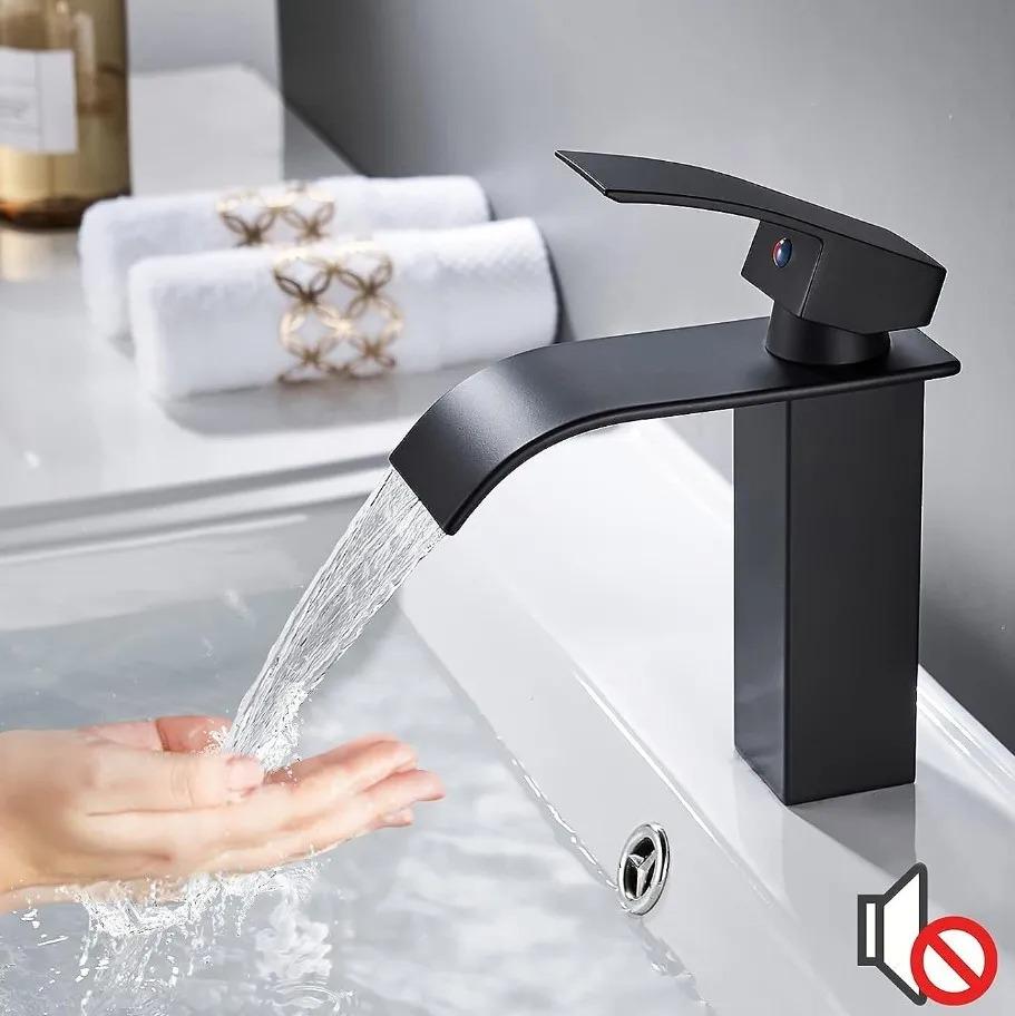 European Copper Waterfall Basin Faucet Style Black Silver Paint Hot and Cold Dual Control Faucet Kitchen Bathroom Wash Basin