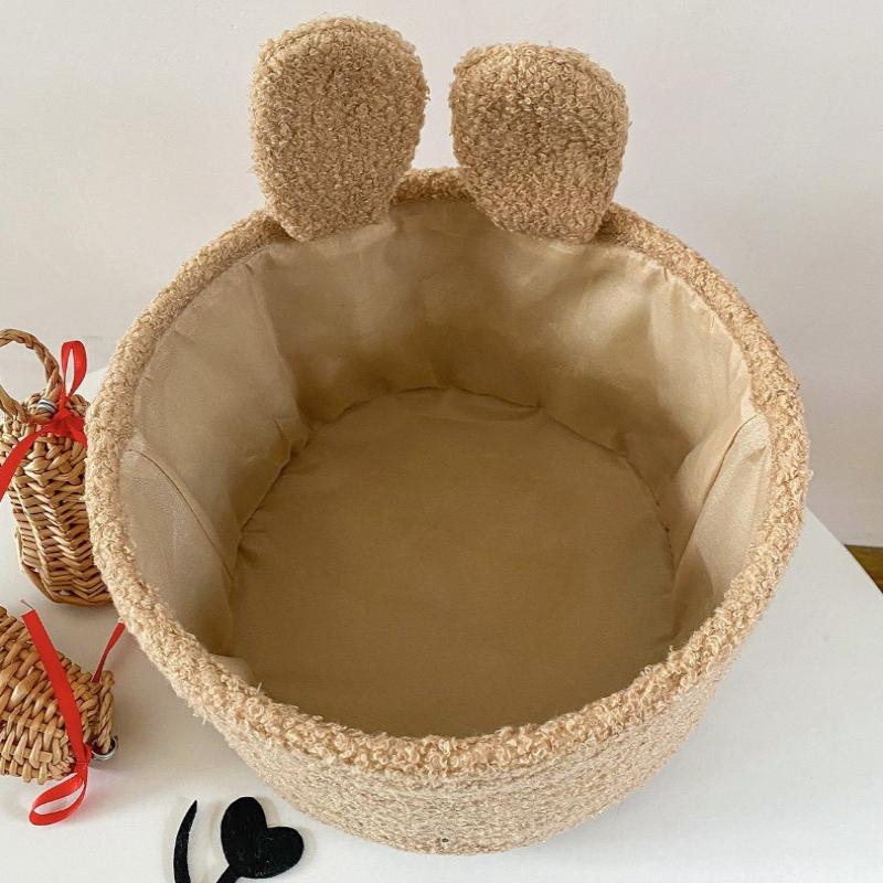 Soft Plush Sundries Storage Baskets Multi-Purpose Rabbit Ears Organizer Bag Cute Embroidery Toys Storage