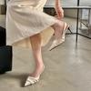 Fashion Elegant High Heels Silver Pumps for Women 2025 Summer Pleated Slingbacks Pointed Party Shoes Woman Solid High Heeled Sandals