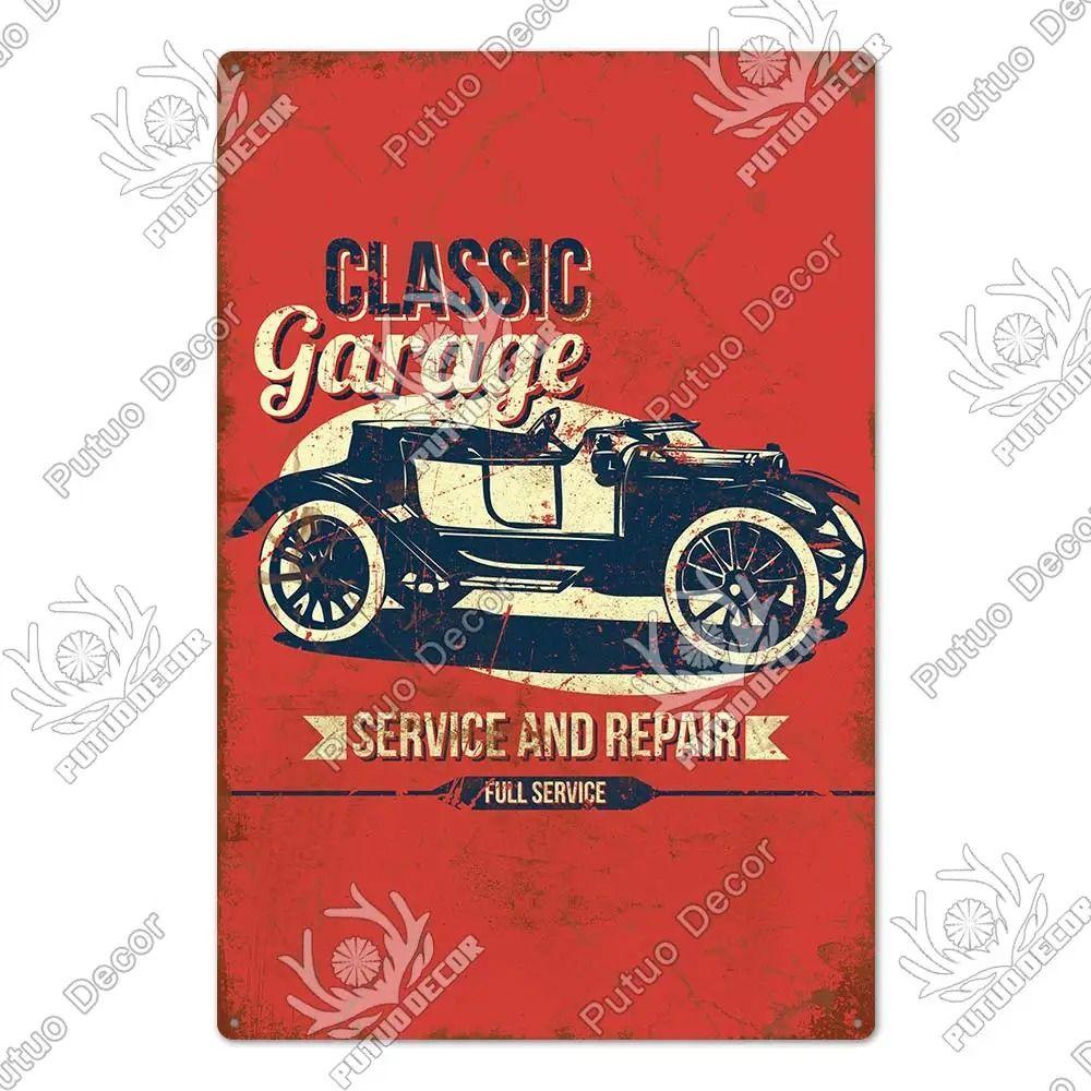 Metalowy Znak Ścienny Garage Bar, Tabliczka Dekoracyjna Wnętrza Samochodu 20x30cm