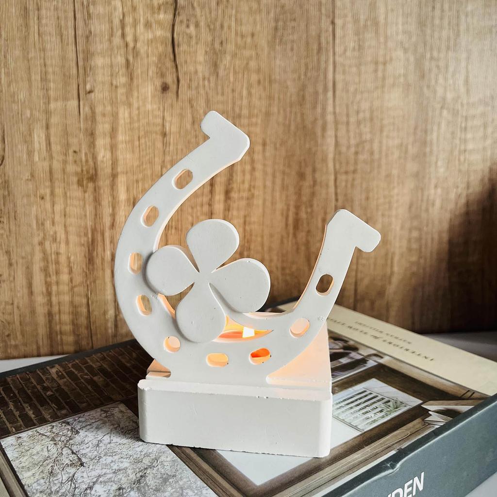 Candle Holder Silicone Molds Horseshoe Four Leaf Clovers Candlestick Molds Casting Molds for Candle Holder Making