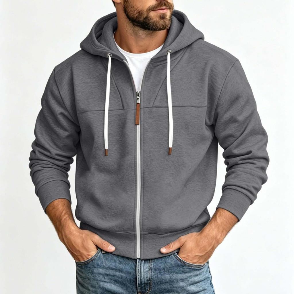 Men's -Lined Zip-Up Hoodie Sweatshirt Color for Daily Wear and Outdoor Activities
