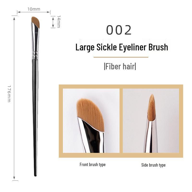 

Angled Scythe Makeup Brush Set: Horsehair Eyeshadow, Nose Contour, Wool Under-Eye Highlight, and Blade Eyeliner Brushes