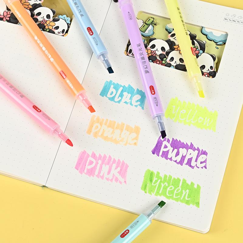 Erasable Double-Ended Fluorescent Marker Pen for Notes and Lines - Macaron Colors