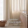 Vintage Plaid Sheer Linen Curtains for Living Room & Bedroom - Light-Permeable, High-End Feel, New Style for Balcony Windows