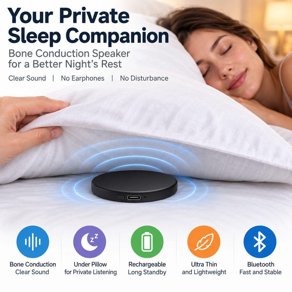Portable Bone Conduction Speaker Type-C Charging Pillow Speaker New Sleep Speaker Sleeping