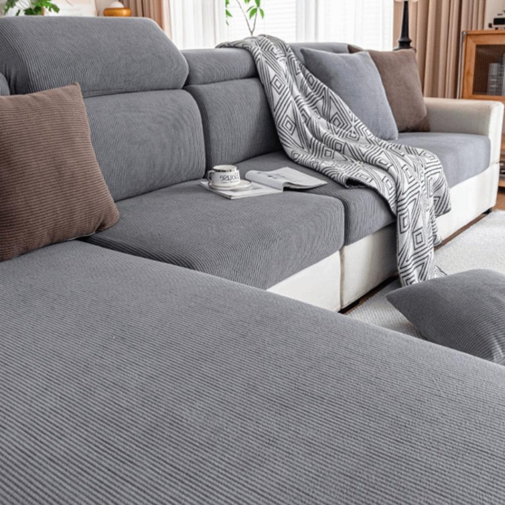 

Washable Thicken Elastic Sofa Slipcover Removable Solid Color Furniture Protector Soft Durable Sofa Cushion Living Room 2 seates темно серый