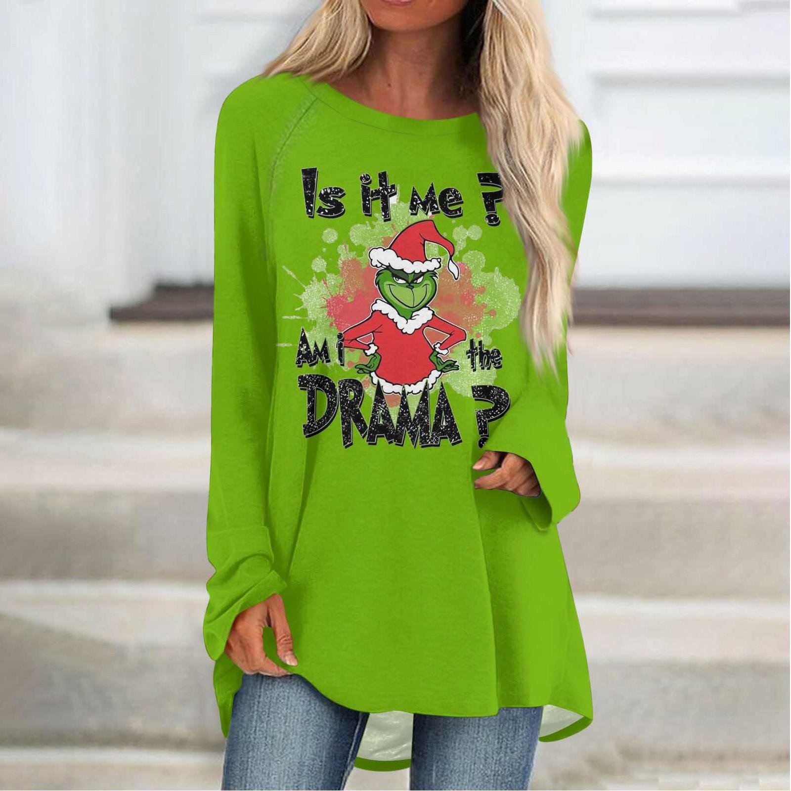 

Жіноча осінньо-зимова повсякденна довга вільна футболка з круглим вирізом і довгими рукавами M рожевий