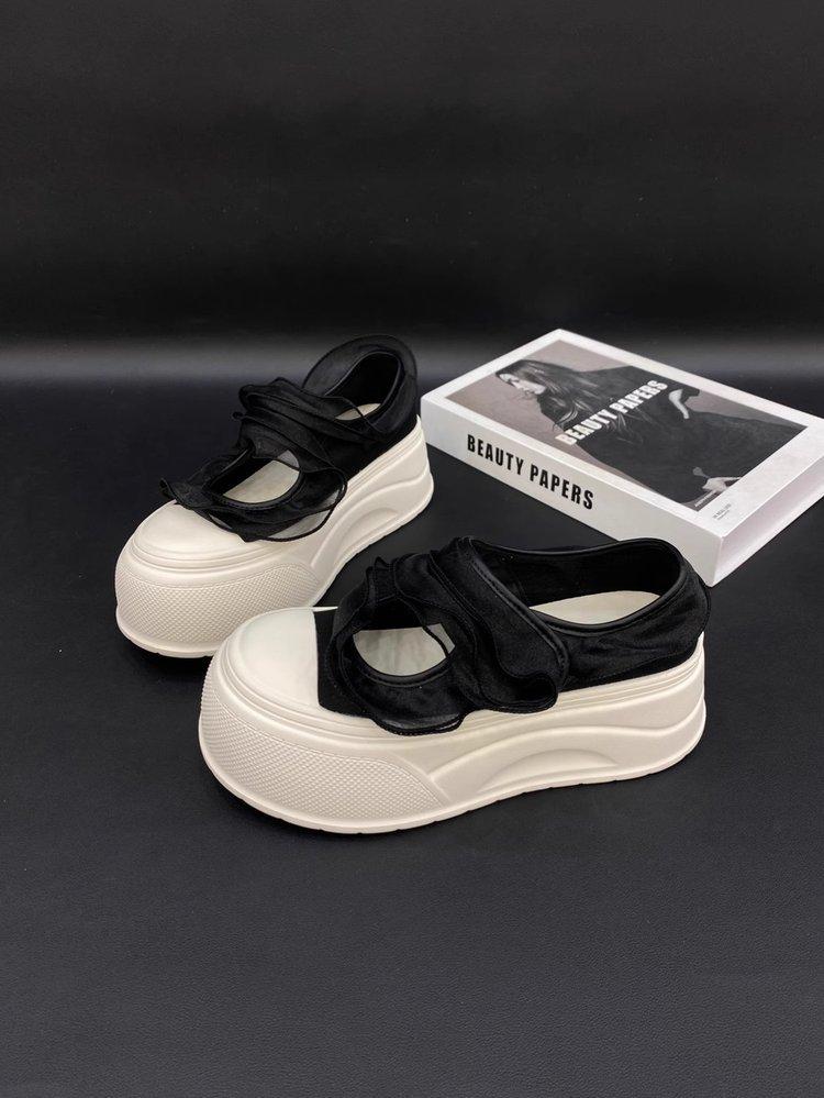Small 6cm mesh muffin shoes women's 2025 summer thick sole heightening lace Velcro Mary Jane shoes
