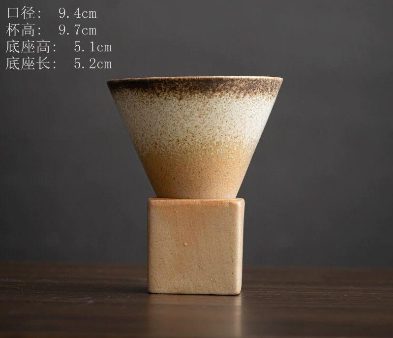 Retro Coffee Cup Creative Hexagonal Cup Light Luxury Coarse Pottery Mug Handmade Cup Nordic Design Cone Cup